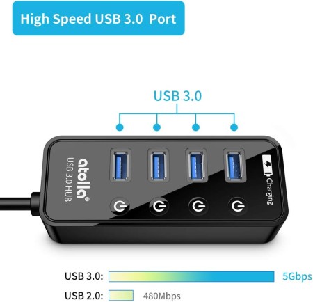 USB 3.0 4 port HUB ATOLLA с дополнительным питанием