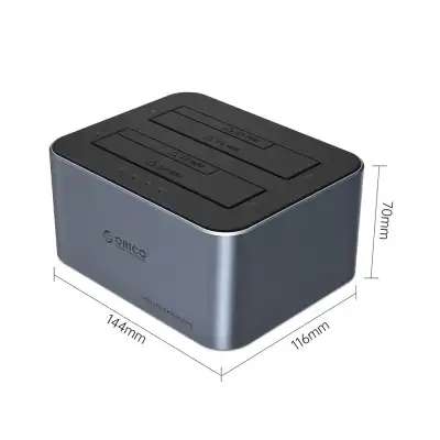 Док-станция USB 3.2 Gen1 для HDD 3.5''/2.5'' SATA , до 22Tb (ORICO-6626C3-C-V1-UK-GY-BP-HW)