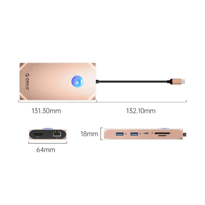 Док-станция USB-C 12-в-1 (ORICO-XCR-X3-RG-BP)