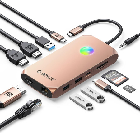 Док-станция USB-C 12-в-1 (ORICO-XCR-X3-RG-BP)