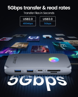 Док-станция USB-C 12-в-1 (ORICO-XCR-X3-RG-BP)