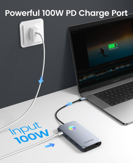 Док-станция USB-C 12-в-1 (ORICO-XCR-X3-RG-BP)