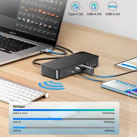 Док-станция USB-C 20-в-1 (ORICO-DKA20-V1-UK-BK-EP)