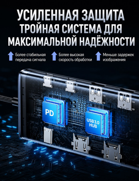 Док-станция USB-С 9-в-1, CM498A (85774) UGREEN