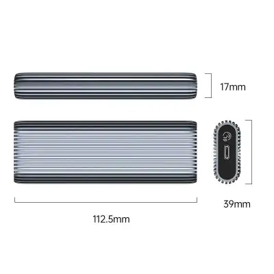 Корпус для установки M.2 SSD накопителя NVME M-Key/B&M-Key USB 3.2 Gen 2 (ORICO-AM2C3-G2-GY-BP)