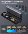 Корпус для установки M.2 SSD накопителя NVME M-Key/B&M-Key USB 3.2 Gen 2 (ORICO-AM2C3-G2-GY-BP)
