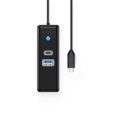 Конвертер USB-C 3.0 на LAN RJ-45, 1Gbps + USB A/C HUB, 0.15m (ORICO-PWCUR-C3-015-BK-EP)