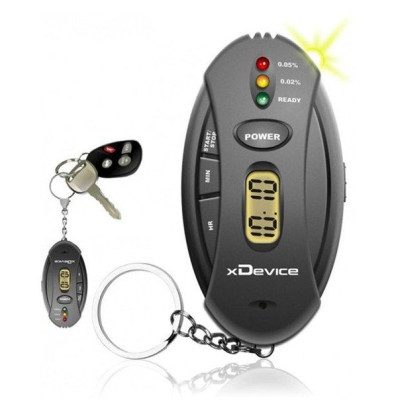 Персональный алкотестер в виде брелока с часами и фонариком