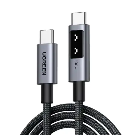 Кабель USB C - USB C, 480Mbps, 5A, QC4.0/PD3.0, 100W, 1m, Smart DigitalDisplay, L509 (35501) UGREEN