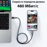 Кабель USB C - USB C, 480Mbps, 5A, QC4.0/PD3.0, 100W, 1m, Smart DigitalDisplay, L509 (35501) UGREEN