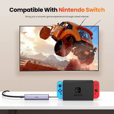 Конвертер USB 3.0 на LAN RJ-45,10/100/1000 Mbps + USB HUB 3 port, 0.2m CM475 (60554) UGREEN