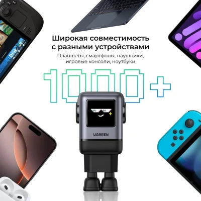 Зарядное устройство на 3xUSB-C+1 USB, 100W, QC4.0+, Nexode Robot GanN, X688 (45515B) UGREEN