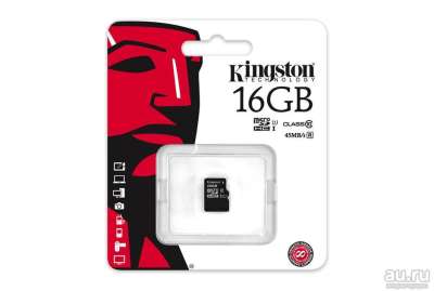 Карта памяти microSDHC Kingston 16GB (UHS-I, class 10)