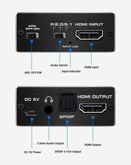 Конвертер HDMI на HDMI+AUDIO (SPDIF+ 3,5mm) + ARC 4K