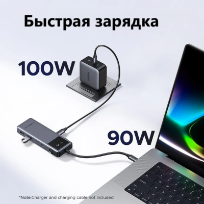 Док-станция USB-C 6-в-1 HDMI/2xUSB-C 3.2/2xUSB-A 3.2/PD 100W CM888 (35998) UGREEN