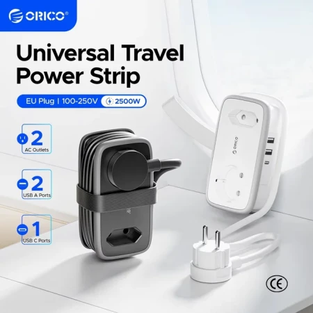 Удлинитель ORICO 2 розетки, 1.1м (ORICO-APP-2A3U-EU-BK-EP)