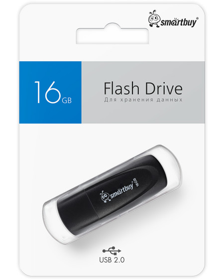 USB-накопитель, SmartBuy, Scout, SB16GB2SCK, 16GB, USB 2.0, Черный