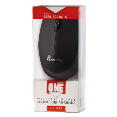Мышь беспроводная SmartBuy ONE 202, 2.4GHz, 1200dpi, Черный (SBM-202AG-K) 1 х АА, в комплекте