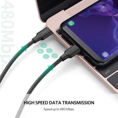 Кабель USB C - USB C, 480Mbps, 3A, QC4.0/PD3.0, 60W, 1m, US286 (50997) UGREEN