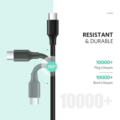 Кабель USB C - USB C, 480Mbps, 3A, QC4.0/PD3.0, 60W, 1m, US286 (50997) UGREEN