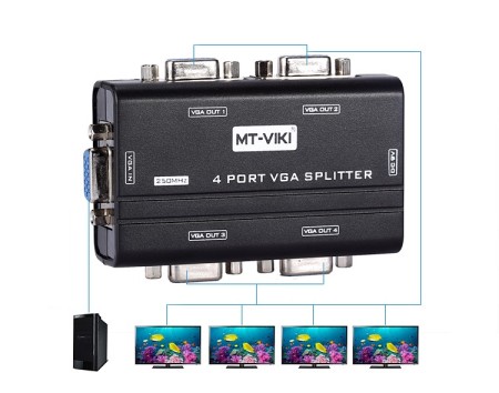 VGA 4 port Splitter (Устройство позволяет передавать VGA сигнал на 4 монитора)