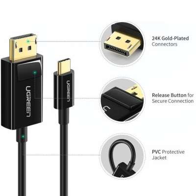 Кабель USB 3.1(m) Type C на DisplayPort, 1.5m, 4K@30Hz MM139 (50994) UGREEN