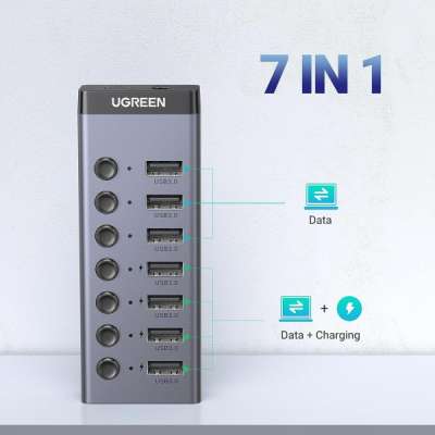 USB 3.0 HUB 7 port + доп.питание CM481 (90307) UGREEN