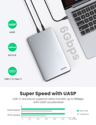 Корпус внешнего жесткого диска USB 3.0 SATA 3.5" CM301 (70798) UGREEN