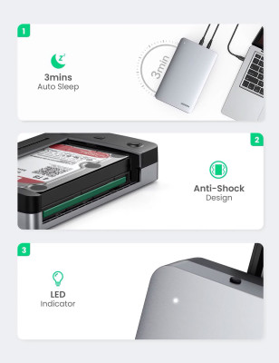 Корпус внешнего жесткого диска USB 3.0 SATA 3.5" CM301 (70798) UGREEN