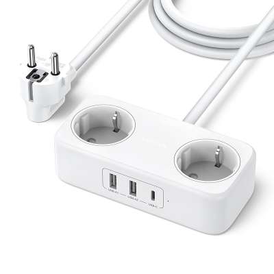 Удлинитель Power Strip на 2 розетки с 3 портами USB 30W, 1.8 м UGREEN