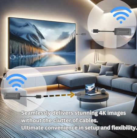 LenKeng LKV488 TypeC  (удлинитель HDMI, 20м, 4K@60Hz, Wireless, комплект)