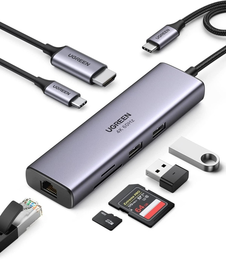Док-станция USB-С 7-в-1, CM512 (60515) UGREEN