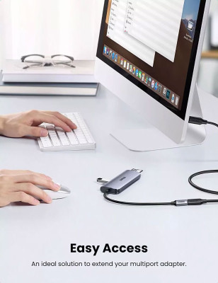 Кабель USB(m) C 3.1 Gen2- USB(f) C, 10Gbps, 5A, 100W, 1m. удлинитель US353 (10387) UGREEN