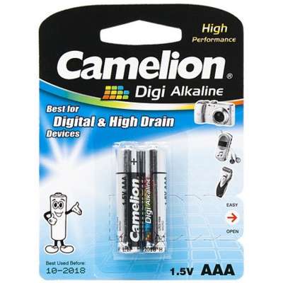 Батарейка Camelion, LR03-BP2DG, AAA, 1.5V, 1250mAh, 2 шт.