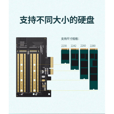 Переходник для M.2 NVMe + M.2 NGFF с PCI-E 3.0x4 CM302 (70504) UGREEN