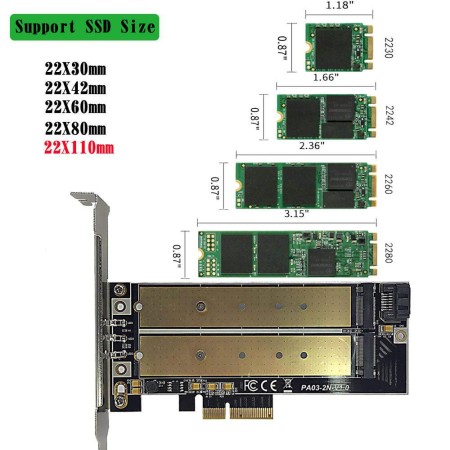 Переходник для M.2 NVMe + M.2 NGFF с PCI-E 3.0x4 UGREEN