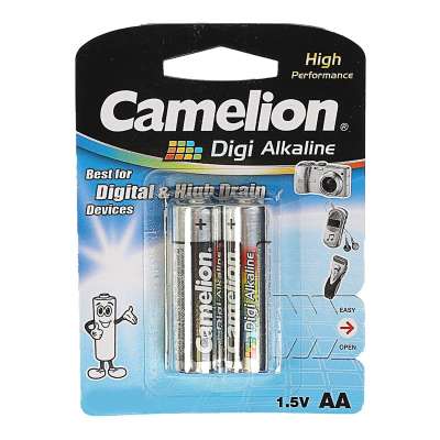 Батарейка Camelion, LR6-BP2DG, Digi Alkaline, AA, 1.5V, 2700mAh, 2 шт. в блистере