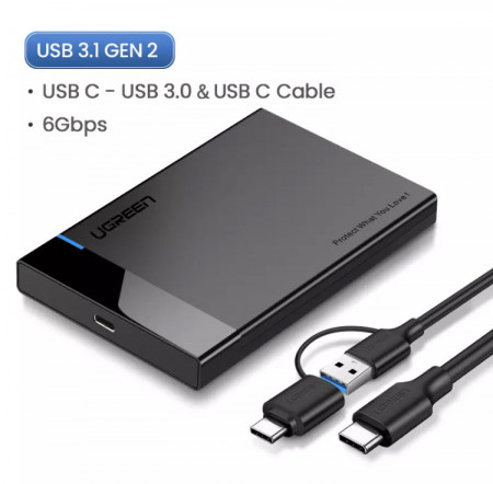 Корпус внешнего жесткого диска USB-С 3.1 Gen 2 SATA 2.5" US221 (60735) UGREEN