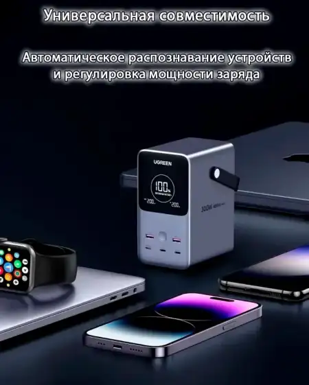Мобильный аккумулятор Power Bank, 48000mAh, DigitalDisplay, 300W, серый, PB770 (25286) UGREEN