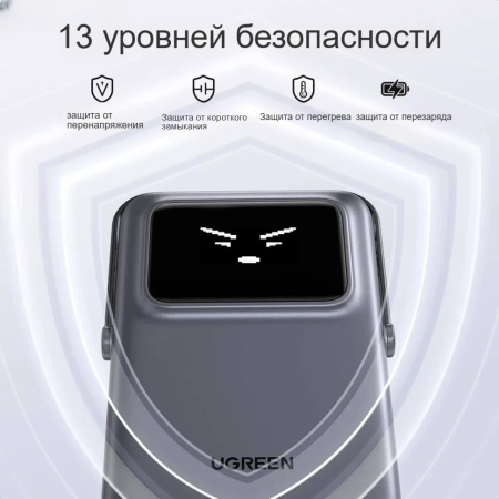 Мобильный аккумулятор Power Bank Mag-Safe, 5000mAh, Robot, 20W, серый, PB571 (35605B) UGREEN