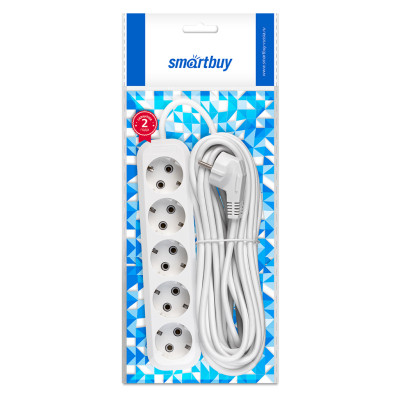 Удлинитель SmartBuy 5 розеток, 10м, 16А, ПВС 3х1,0, без вкл., с заземлением (SBE-16-5-10-Z)