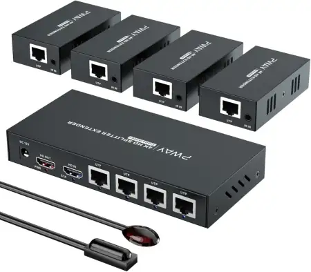 Удлинитель HDMI Extender, Splitter 1x4, 4K@60Hz, 60m, EDID, UTP (PW-HT247P4) PWAY