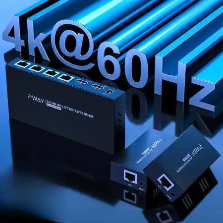 Удлинитель HDMI Extender, Splitter 1x4, 4K@60Hz, 60m, EDID, UTP (PW-HT247P4) PWAY