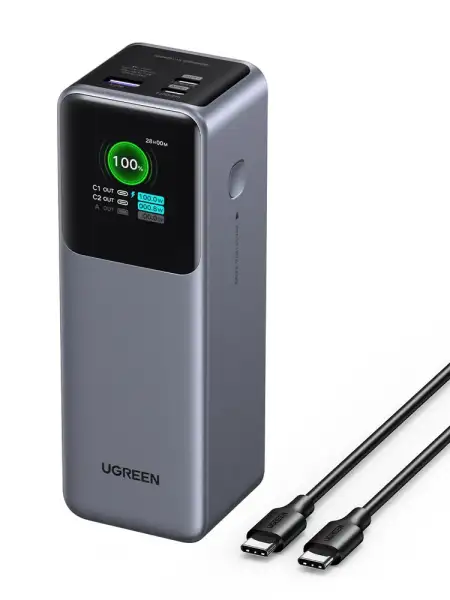 Мобильный аккумулятор Power Bank, 25000mAh, DigitalDisplay, 200W, серый, PB722 (35525B) UGREEN