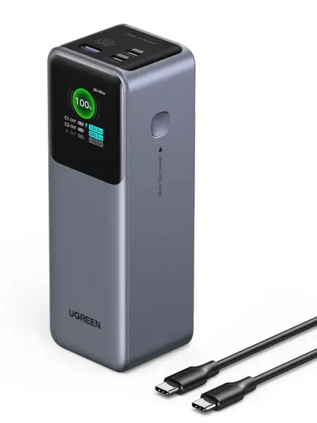 Мобильный аккумулятор Power Bank, 25000mAh, DigitalDisplay, 200W, серый, PB722 (35525B) UGREEN