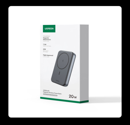 Мобильный аккумулятор Power Bank Mag-Safe, 10000mAh, 20W, черный, PB561 (25919) UGREEN