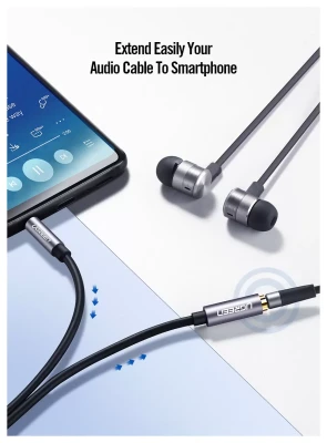 Кабель Audio(m) 3.5mm - Audio(f) 3.5mm, 2m. AV118 (10594) UGREEN