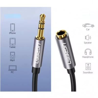 Кабель Audio(m) 3.5mm - Audio(f) 3.5mm, 2m. AV118 (10594) UGREEN