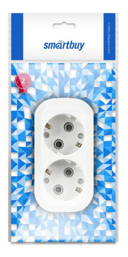Колодка SmartBuy 2 розетки, 16А, без вкл., с заземлением (SBE-16-2-00-Z)