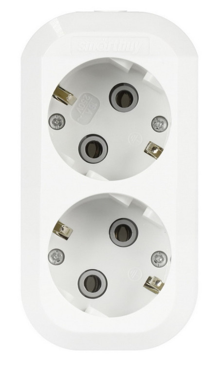 Колодка SmartBuy 2 розетки, 16А, без вкл., с заземлением (SBE-16-2-00-Z)
